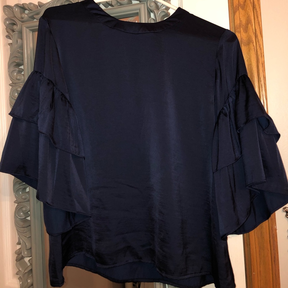 Violet + Claire Navy Satin Feel Top